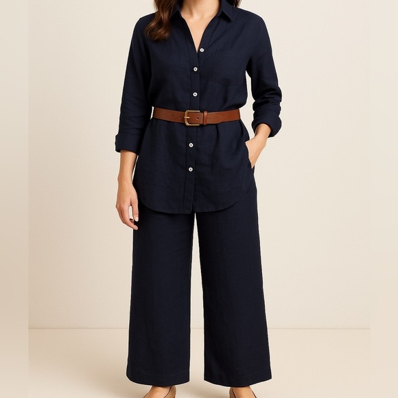 Sigrid Olsen Other - Sigrid Olsen Navy Blue Linen Pants Top M